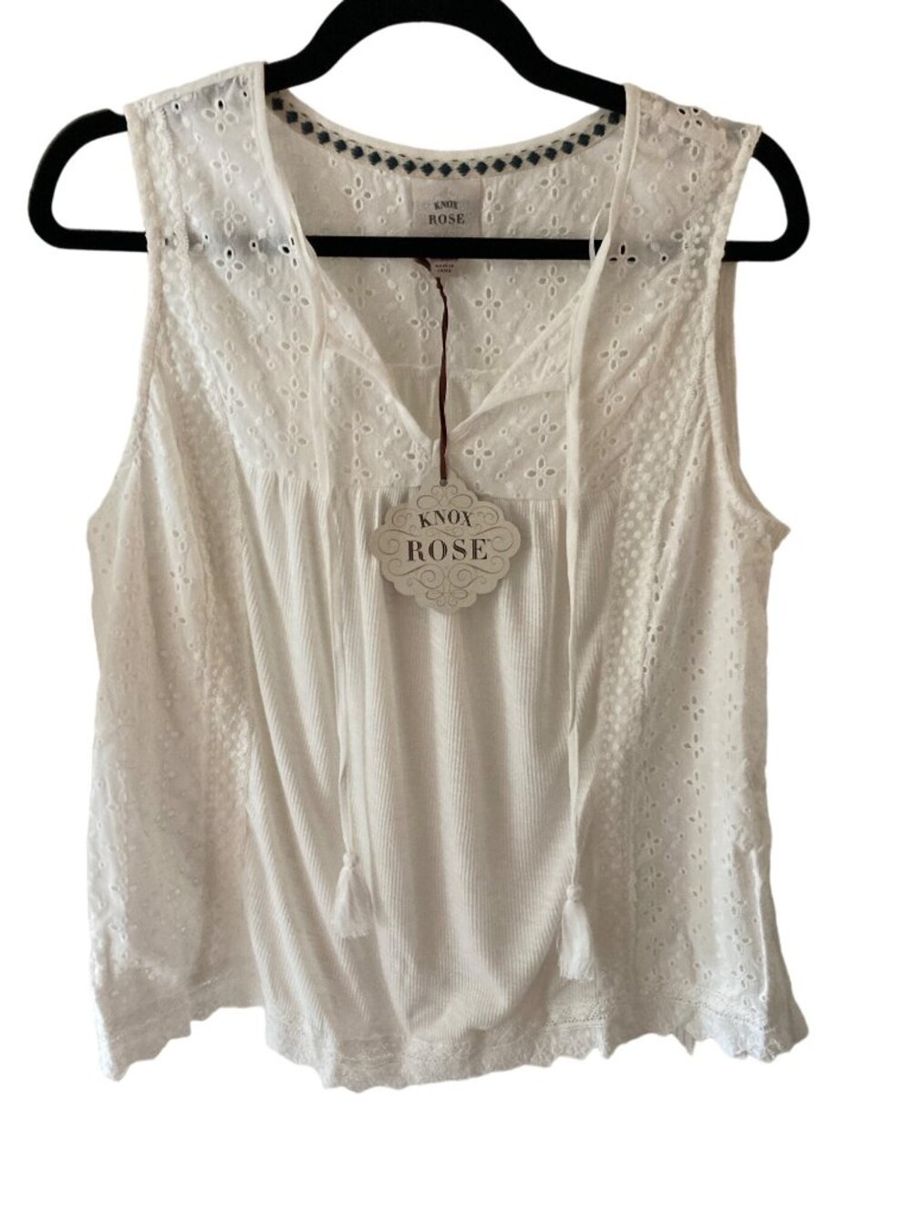 Knox Rose Women's Lace Blouse White Front Tie Various